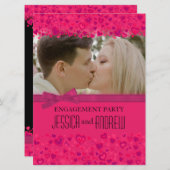 Engagement partie rose coeurs votre invitation pho (Devant / Derrière)