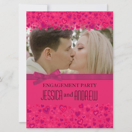 Engagement partie rose coeurs votre invitation pho (Devant)