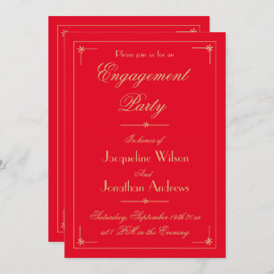 Engagement Party Chic Elegant Romantic Red Classy Kaart