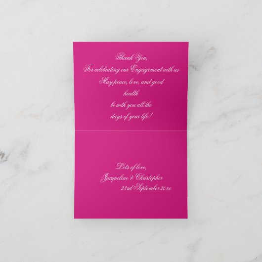 Engagement Party Classic Script Elegant Magenta Bedankkaart (Binnen)