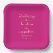 Engagement Party Classic Script Elegant Magenta Papieren Bordje (Voorkant)