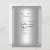 Engagement Party Diamond Heart White Silver Bow 2 Kaart (Achterkant)