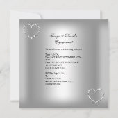 Engagement Party Diamond Heart White Silver Bow Kaart (Achterkant)