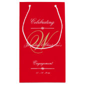 Engagement Party Elegant Personalized Monogram Red Klein Cadeauzakje (Achterkant)