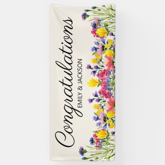 Engagement Party Felicitaties Wildflowers Spandoek (Verticaal)