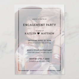 Engagement Party Foto Minimalistisch ZwartTypograf Kaart