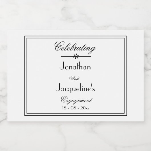 Engagement Party geeft de voorkeur aan naamscript Sparkling Wijnetiket (Enkel label)