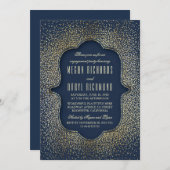 Engagement Party  Gold Glitter Navy Kaart (Voorkant / Achterkant)