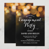 Engagement Party Invitation Kaart Gold Glitter (Voorkant / Achterkant)