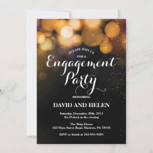 Engagement Party Invitation Kaart Gold Glitter