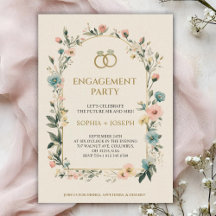 Engagement party Invitation with floral border