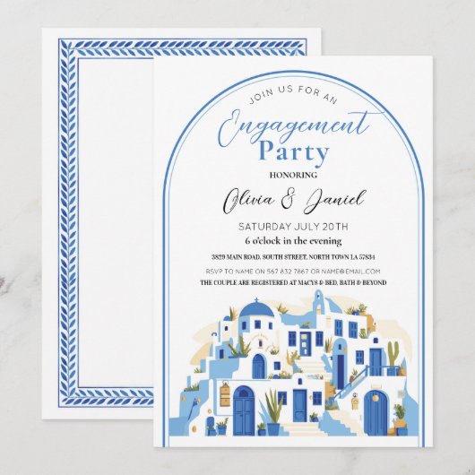 Engagement Party Paren Douche Santorini Griekenlan Kaart (Voorkant / Achterkant)