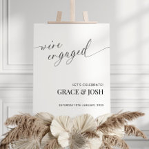Engagement Party Sign Sjabloon Minimalistisch, Ele