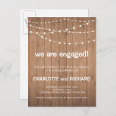 Engagement party uitnodiging hout en string lichte (Voorkant / Achterkant)