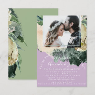 Engagement Party Vrijgezellenfeest Foto Paars Flor Kaart