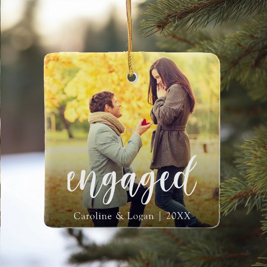 Engagement Photo | Engaged Holiday Keepsake Keramisch Ornament