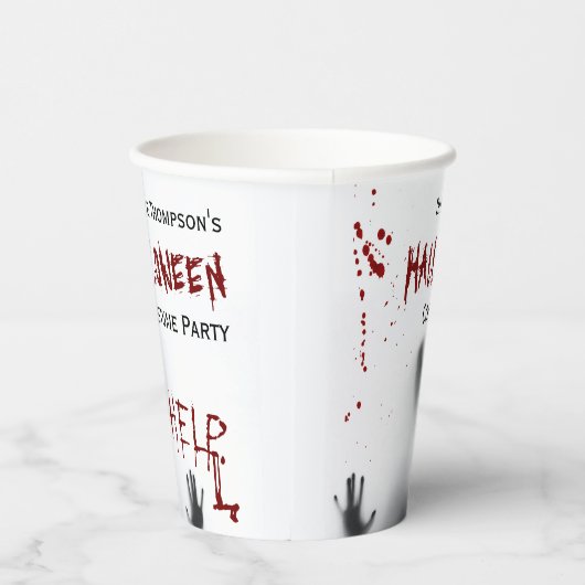 Enge Bloedige Halloween Kostuum Party Wit Papieren Bekers (Rechts)