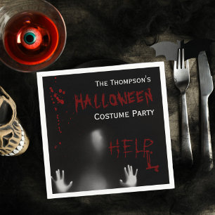 Enge Bloedige Halloween Kostuum Party Zwart Servet