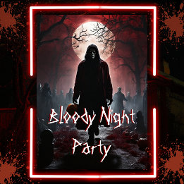 Enge Bloedige Nacht Volwassen Halloween Party Kaart