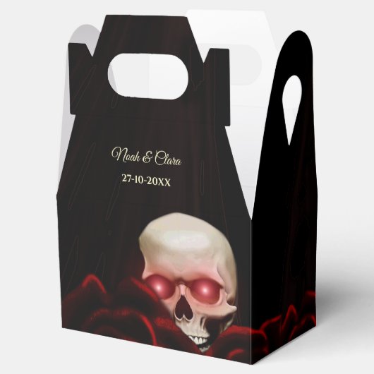 Enge bloemendonkere humeurige gothic schedel hallo bedankdoosjes (Geopend)