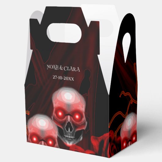 Enge bloemendonkere humeurige gothic schedel hallo bedankdoosjes (Geopend)