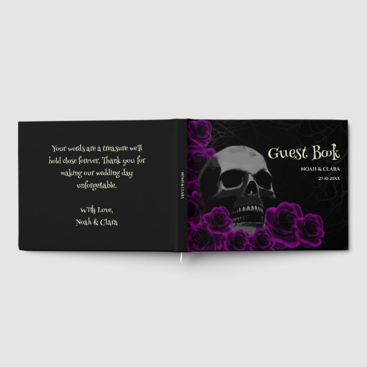 Enge bloemengotische schedel Paarse Rozen Hallowee Gastenboek (Volledig)