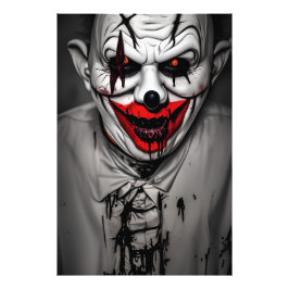 Enge boze lachende clown foto afdruk