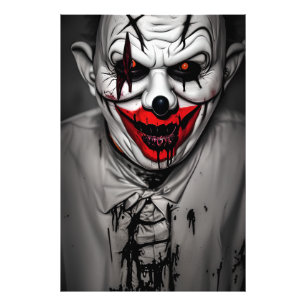 Enge boze lachende clown foto afdruk