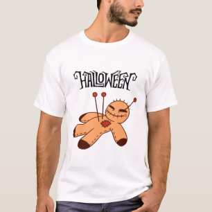 Enge bruine zwarte cartoon voodoo pop Halloween T-shirt