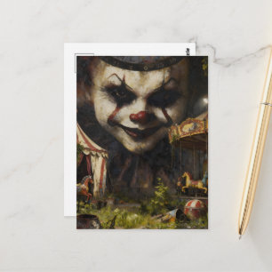 Enge clown in de verlaten circus briefkaart