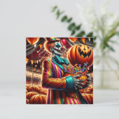 Enge Clown met Jack O' Lantern Halloween Kaart (Staand voorkant)