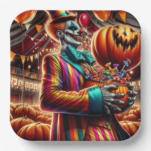 Enge Clown met Jack O' Lantern Halloween Papieren Bordje
