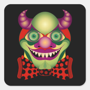Enge Clown ontzettend gruwelijke en schattige stic Vierkante Sticker