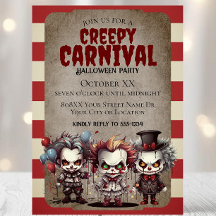 Enge Clowns Halloween Carnaval Party Kaart