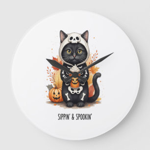 Enge Cute Kat Halloween Grote Klok