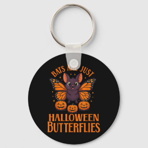 Enge Cute Vleermuis Halloween Vlinder met Pompoene Sleutelhanger