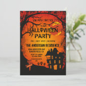 Enge donkere nacht Halloween Bat Party Kaart (Staand voorkant)