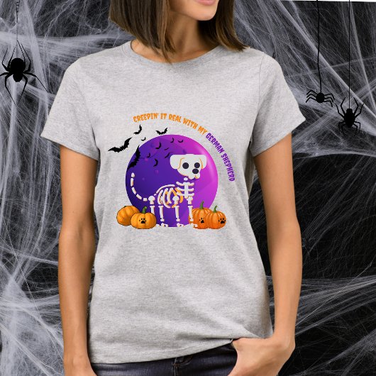 Enge Duitse Herder Halloween Full Moon T-Shirt