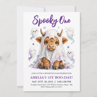 Enge Eén 1e Verjaardag Halloween Hoogland Koe Kaart