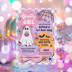 Enge Eén Halloween Groovy Geest 1e Verjaardag Kaart