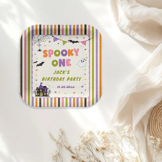 Enge Eenkleurige Halloween Verjaardagsfeestje Papieren Bordje