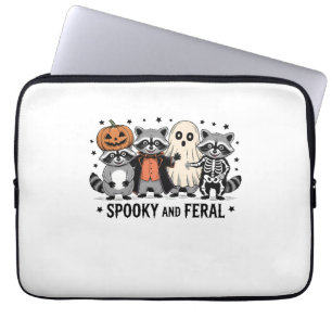 Enge en wilde grappige Halloween wasbeer Laptop Sleeve