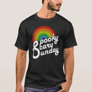 Enge enge zondag trendy retro regenboog t-shirt