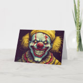 Enge Funhouse Carnaval Clown Happy Halloween Kaart (Voorkant)