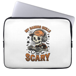 Enge gamer skelet vintage Halloween T-shirt ontwer Laptop Sleeve