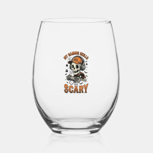 Enge gamer skelet vintage Halloween T-shirt ontwer Wijnglas Zonder Voet