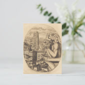 enge gargoyle kijken over de stad briefkaart (Staand voorkant)