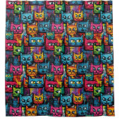 Enge Graffiti Katten Patroon Douche Gordijn (Voorkant)