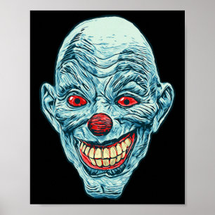Enge griezelige clown gezicht Halloween horror gra Poster