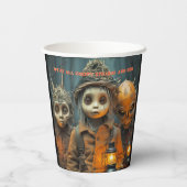 Enge griezelige Halloween Kinder Papieren Bekers (Achterkant)